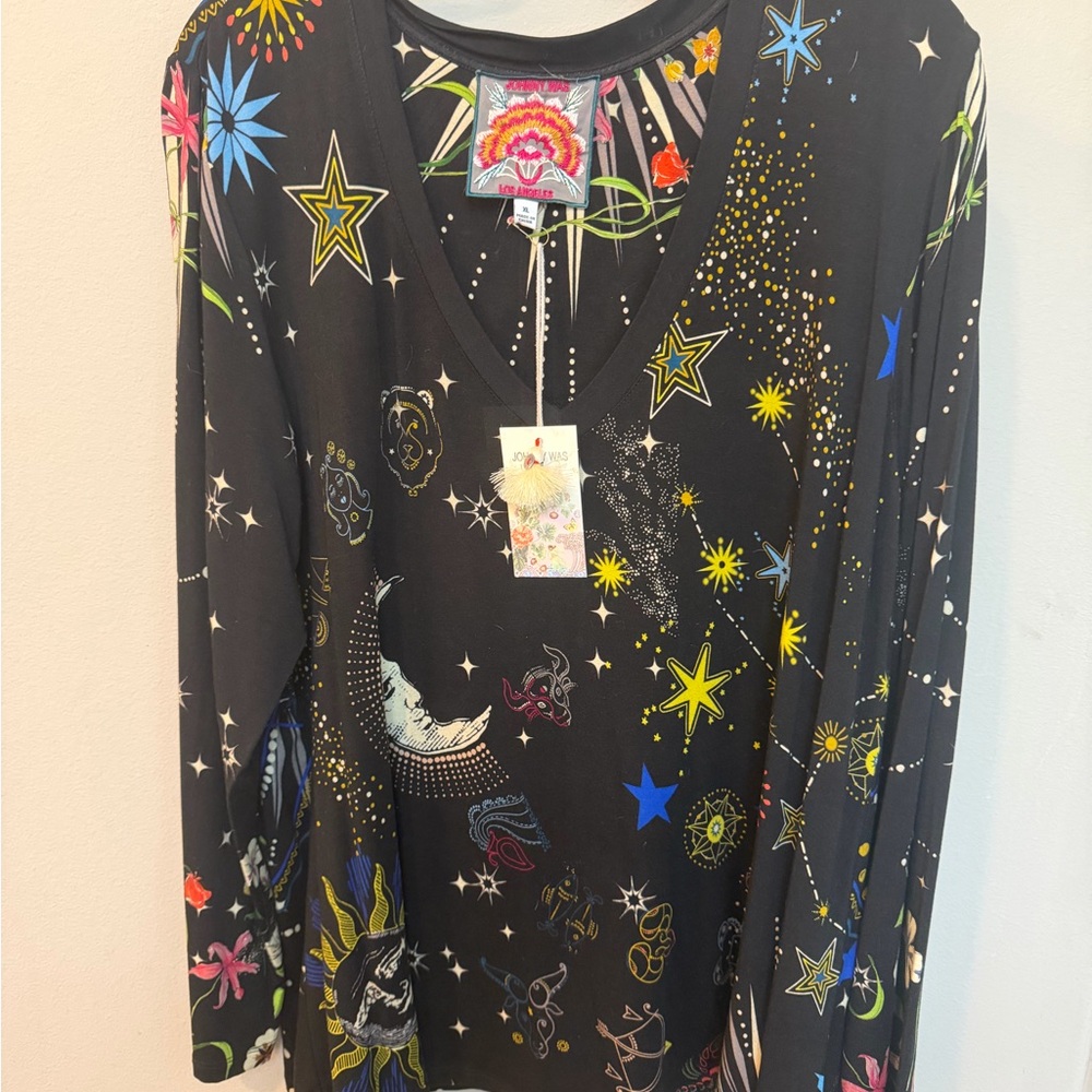 Johnny Was Multicolor Celestial Long Sleeve Top - Picture 2 of 6
